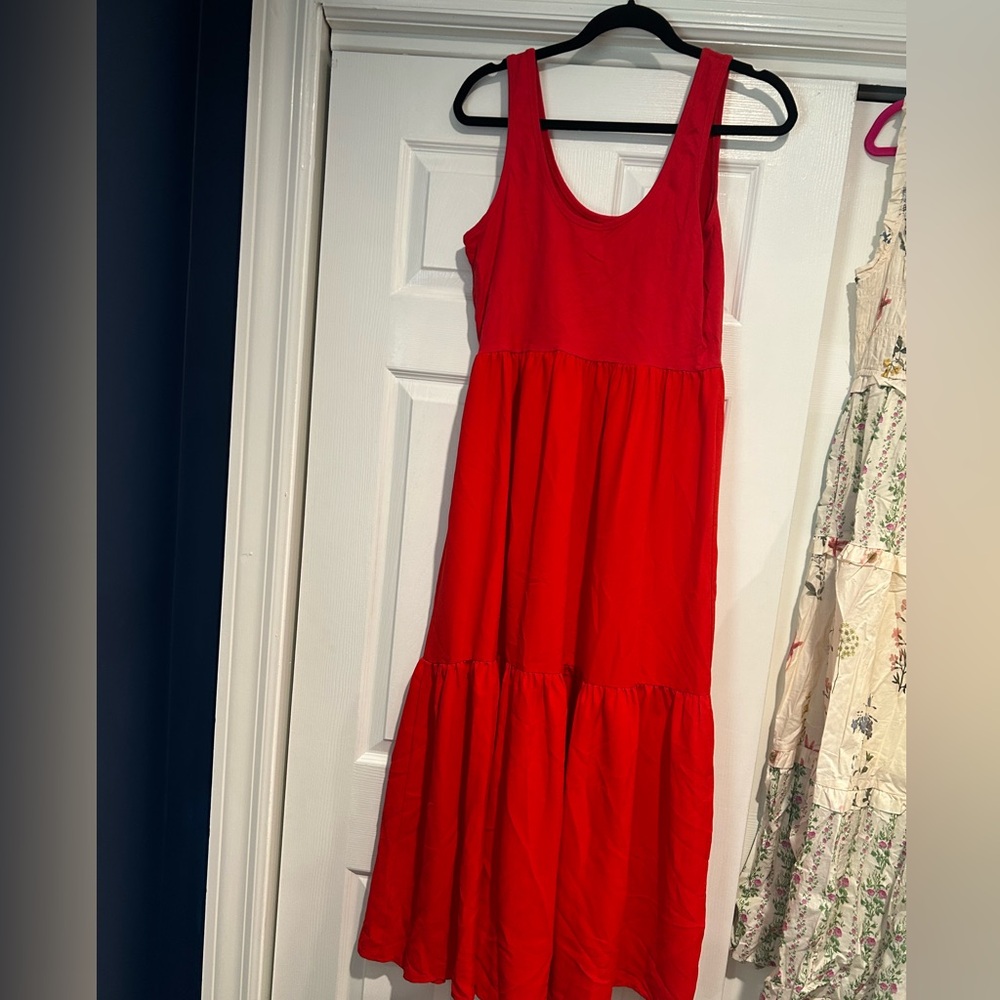 Nordstrom Red Sleeveless Tiered Maxi Dress